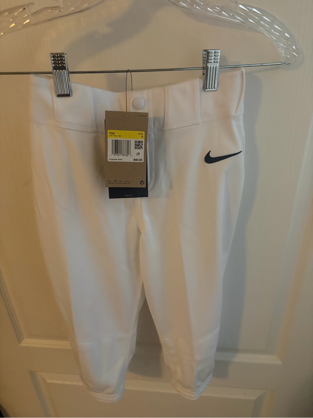 Nike Kids White Baseball Shorts with Navy Swoosh